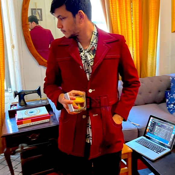 Vintage 1970s Polyester Jacket With Belt - Picture 1 of 4